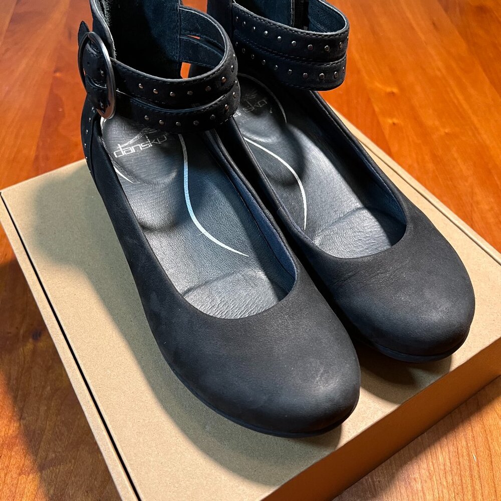 Dansko Ankle Strap W/ Back Zipper, Comfort Shoes, Size 38, Black Suede
